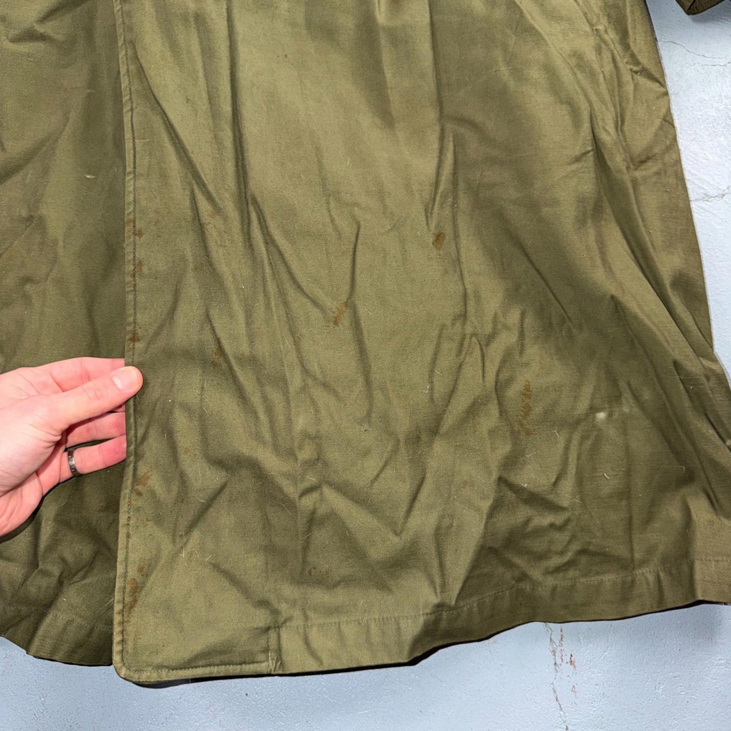 1950s Korean War US Military Wool Lined Overcoat Belted Trench Coat Small VTG