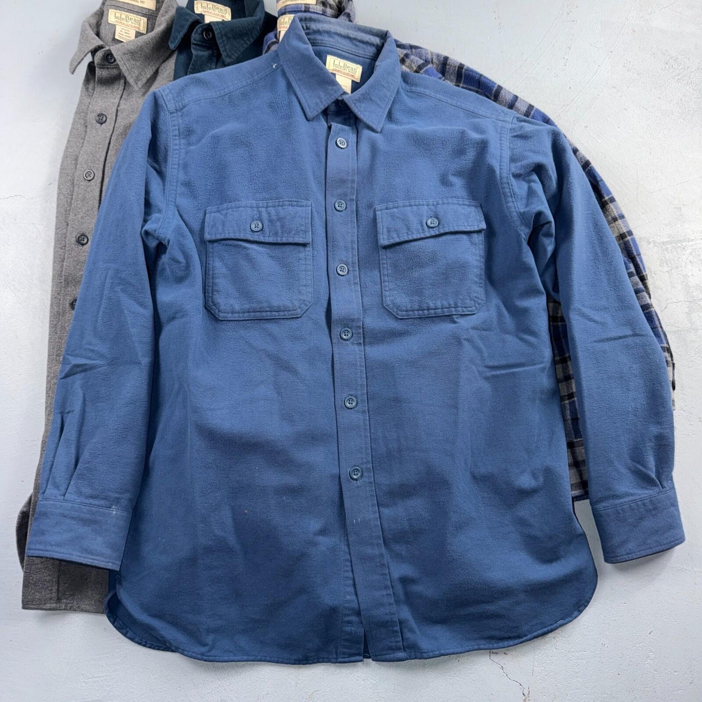 LL Bean Lot of 7 Mens M Shirts Chamois Cloth Flannel Pockets VTG Y2K Heavyweight