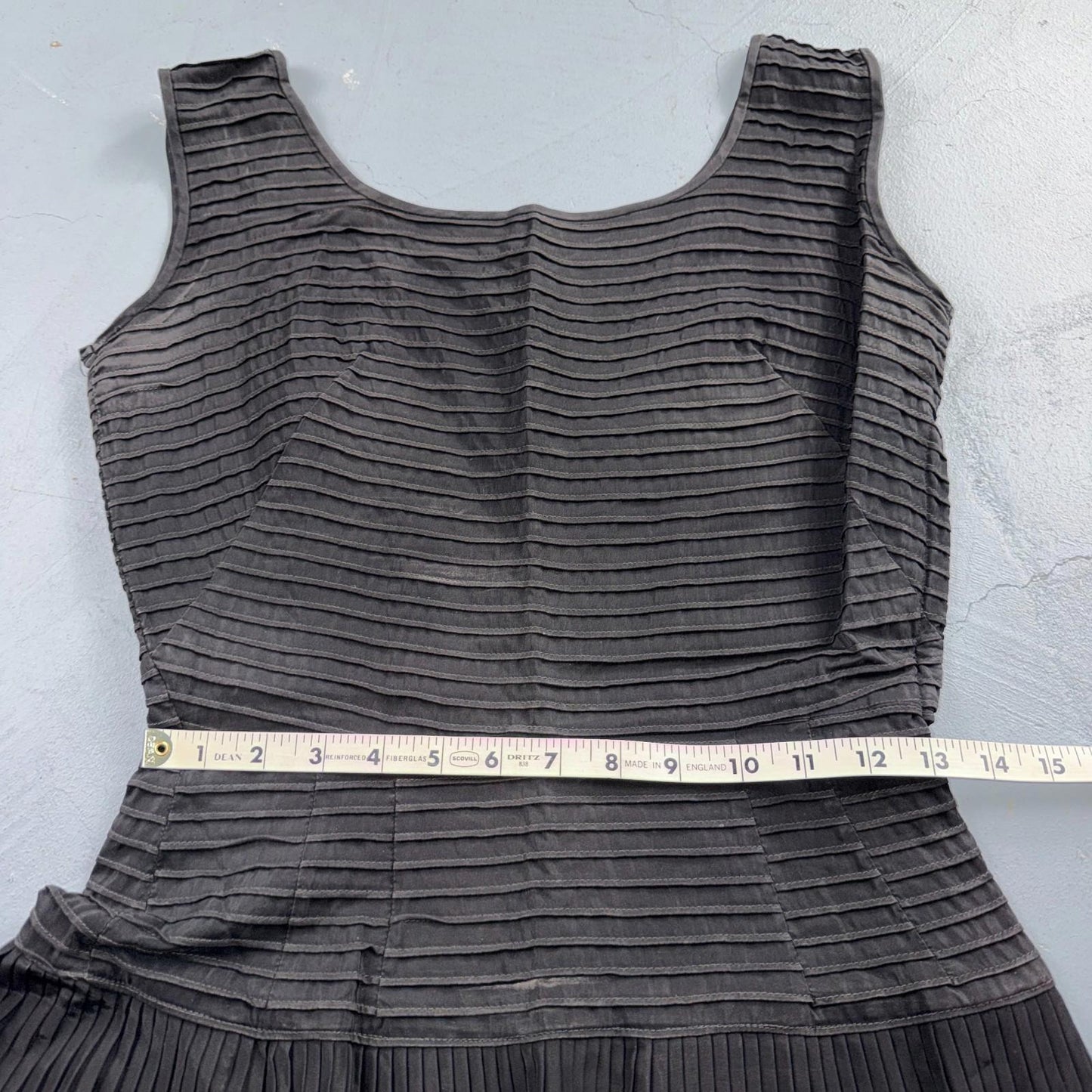 1950s Koret of California Midi Dress Womens Flare Textured Rockabilly Black