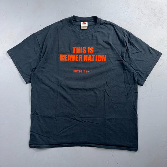 Nike Beavers Vintage T Shirt Black Center Swoosh Black 2XL Oregon College