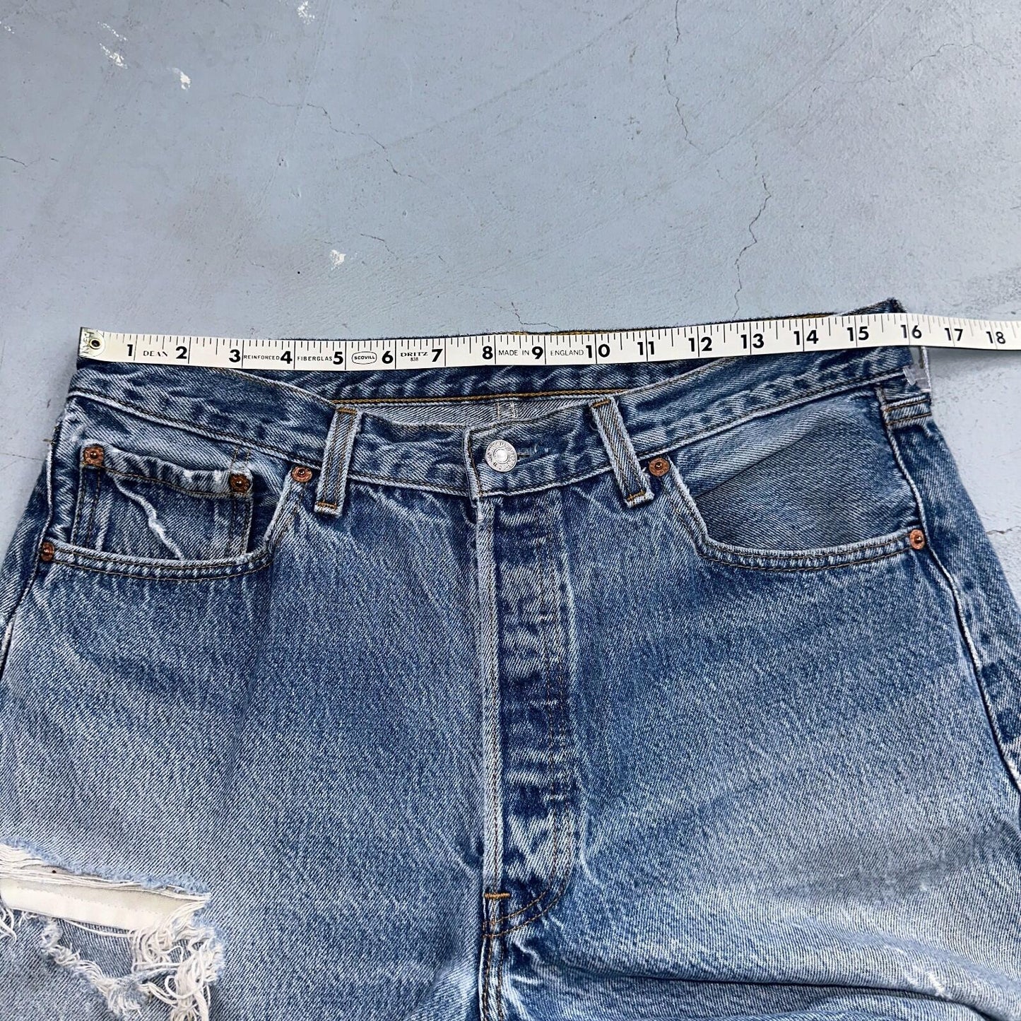 Levis 501 Vintage 90s USA XX Straight Leg Jeans Blue Light Wash 35x32 Act 31x29