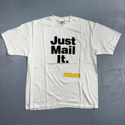 Nike Just Mail It Funny VTG T Shirt Symantec Humor Postal Office Joke Fun