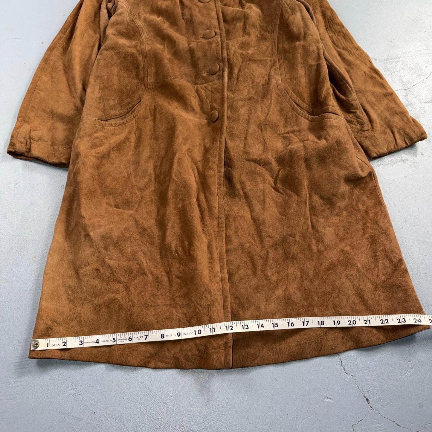VTG 50s 60s Genuine Suede Leather Fur Collar Womens Penny Lane Coat Rockabilly