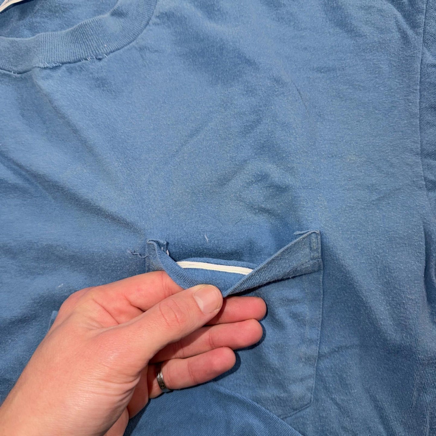 VTG USA 90s Towncraft Penney Oversized Polo T Shirt Size XL Blue Single Stitch