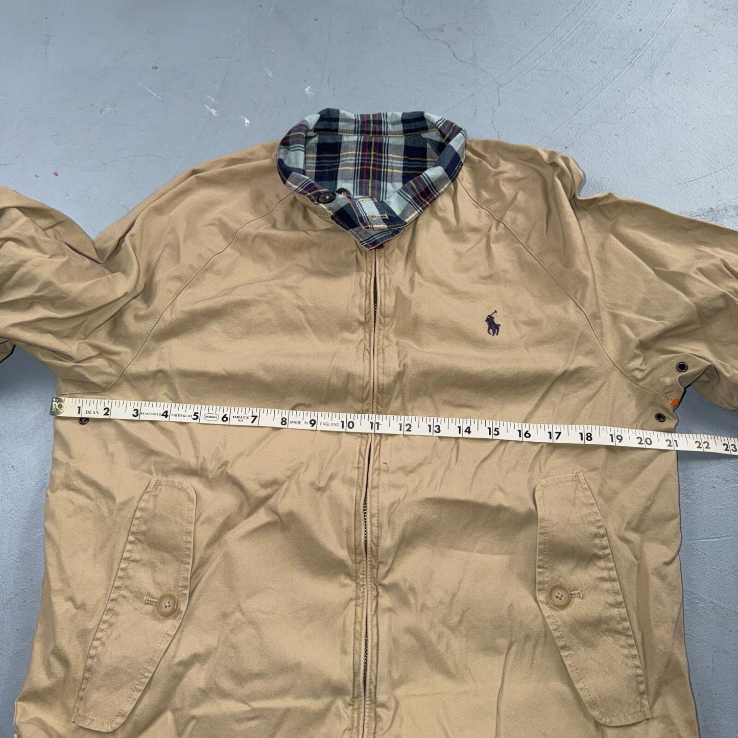 Polo Ralph Lauren Vintage Reversible Plaid Tan Jacket Coat Cotton M Rare 90s
