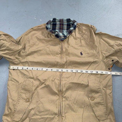 Polo Ralph Lauren Vintage Reversible Plaid Tan Jacket Coat Cotton M Rare 90s