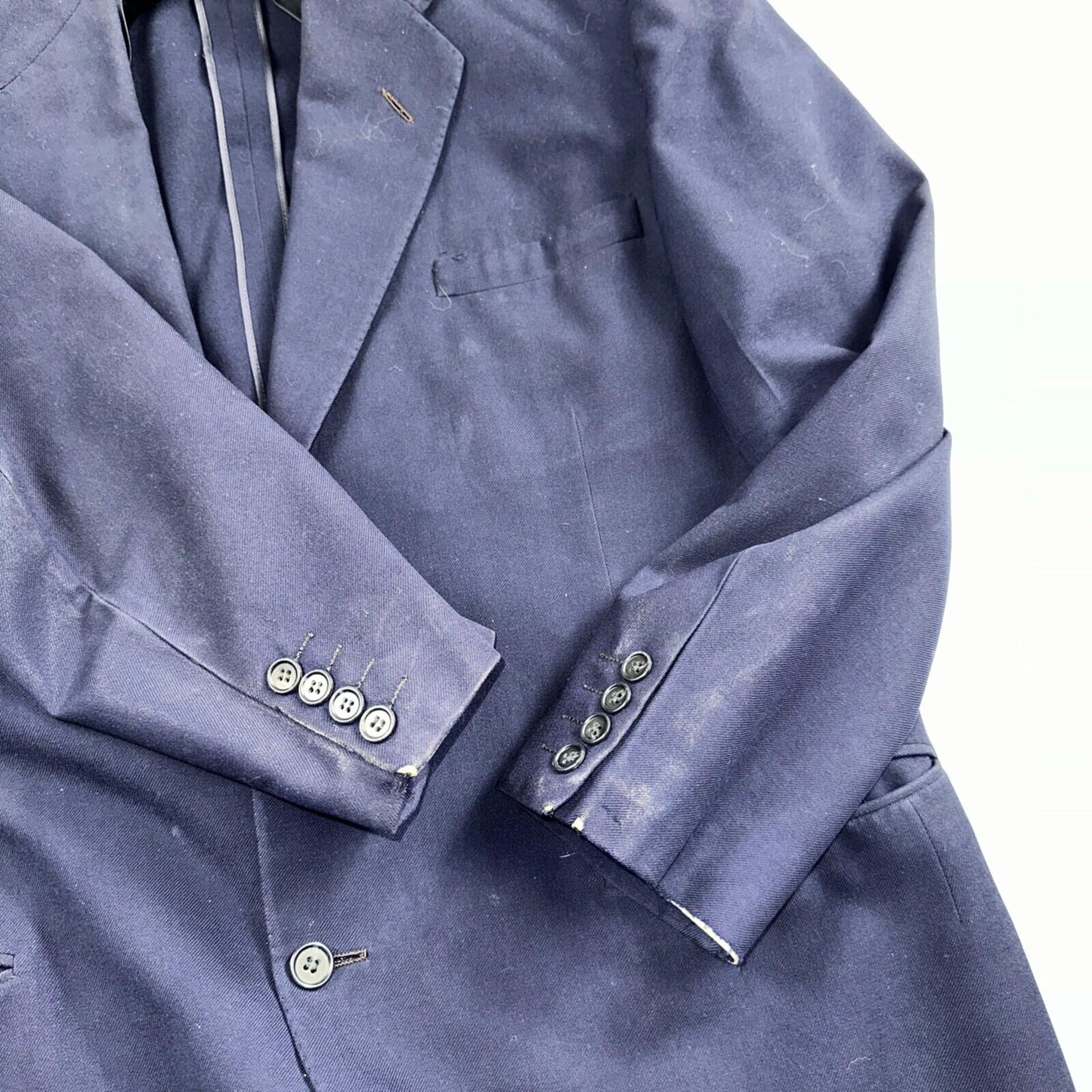 VTG Mens 2 PC Suit 42 Jacket Coat Pants Blue Rockabilly 1950s Thrashed Ripped