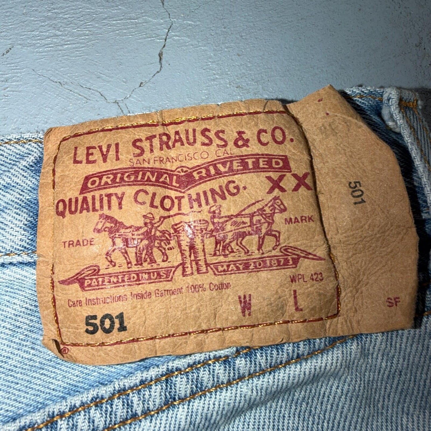 Levis 501 Vintage Y2K 90s XX Straight Leg Jeans Blue Light Wash 34x36 Act 32x29