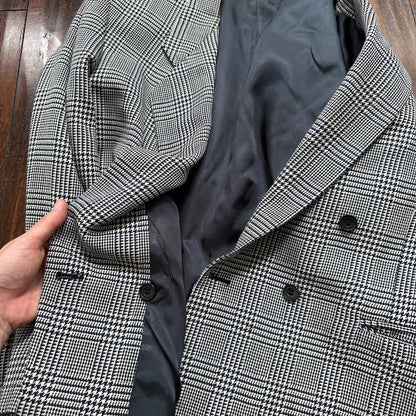 Vintage Cricketeer Womens Nordstrom Double Breasted Blazer Pure Wool 80s Plaid