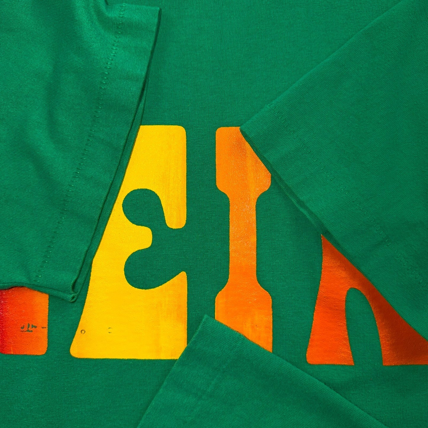 Heir 1980s VTG T Shirt Green Graphic Music Band Text Single Stitch 80s Hanes