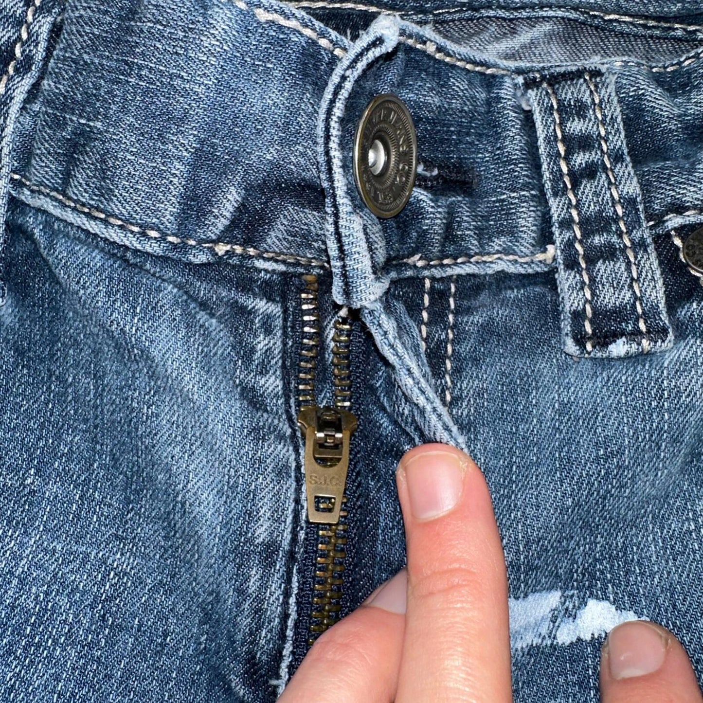 Silver Jeans Mens 34x30 Eddie Blue Denim Stretch Straight 5 Pocket Whiskering