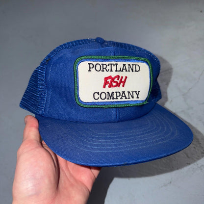 Portland Fish Company Blue VTG Hat Baseball Cap Snapback 80s Rare Oregon PDX