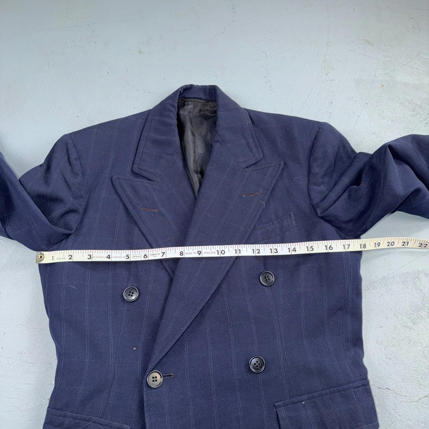 1940s 1950s VTG Mens Double Breast Suit 36 Jacket Coat Navy Union Rockabilly USA