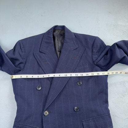 1940s 1950s VTG Mens Double Breast Suit 36 Jacket Coat Navy Union Rockabilly USA