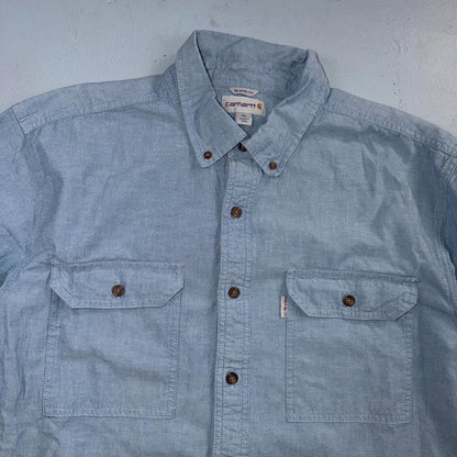 Carhartt Button Up Shirt Mens XLT Short Sleeve Relaxed Fit Workwear S200 CBL