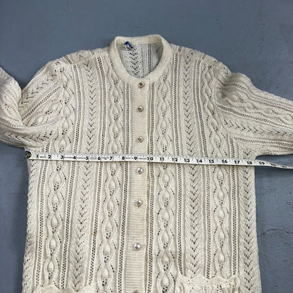 Vintage Wintuk Off White Cardigan Granny Sweater Button Front Orlon Acrylic Long