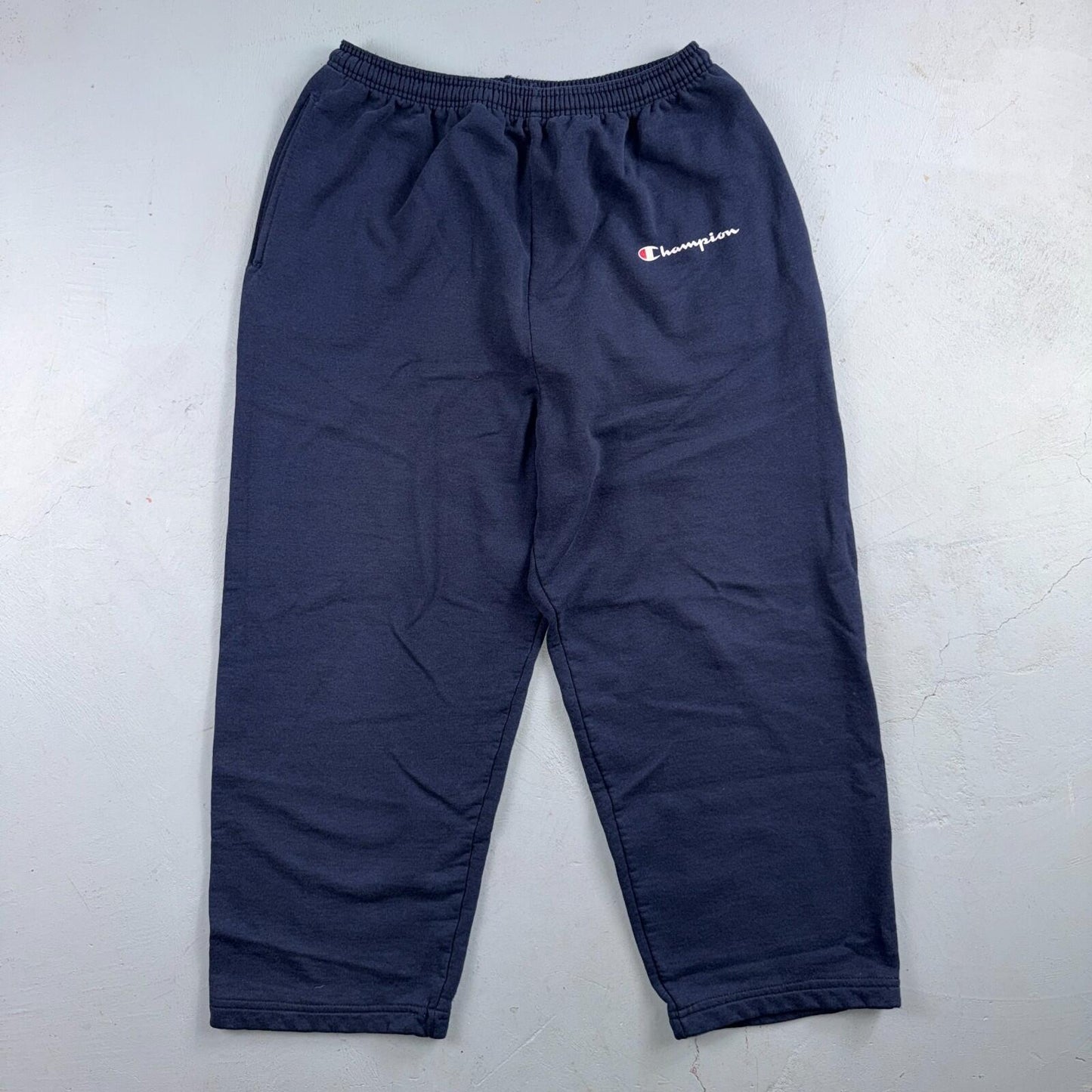90s Vintage Champion Sweatpants Navy Blue Flat Cuffs Large Capri Cut