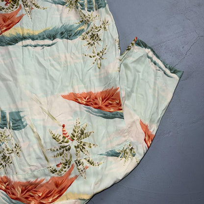 Tommy Bahama Hawaiian Loop Collar Tropical Floral Rayon Camp Shirt L VTG