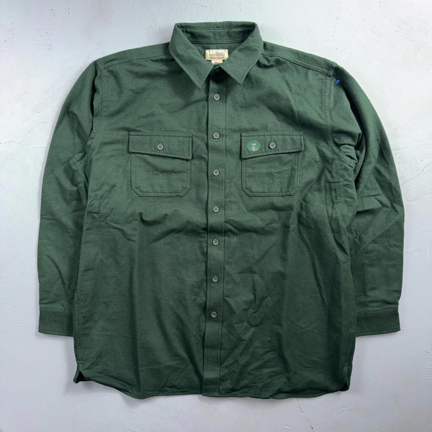 LL Bean VTG Mens XL Chamois Cloth Green Shirt Soft Cozy Flannel Cotton 90s