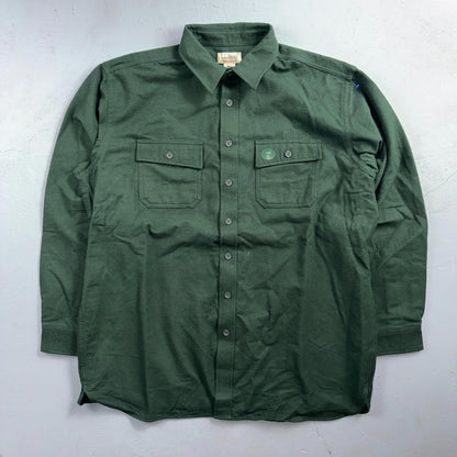 LL Bean VTG Mens XL Chamois Cloth Green Shirt Soft Cozy Flannel Cotton 90s