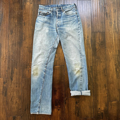 Levis Vintage 80s Redline Selvedge USA 501 XX Jeans Light Wash 33x36 Act 30x34