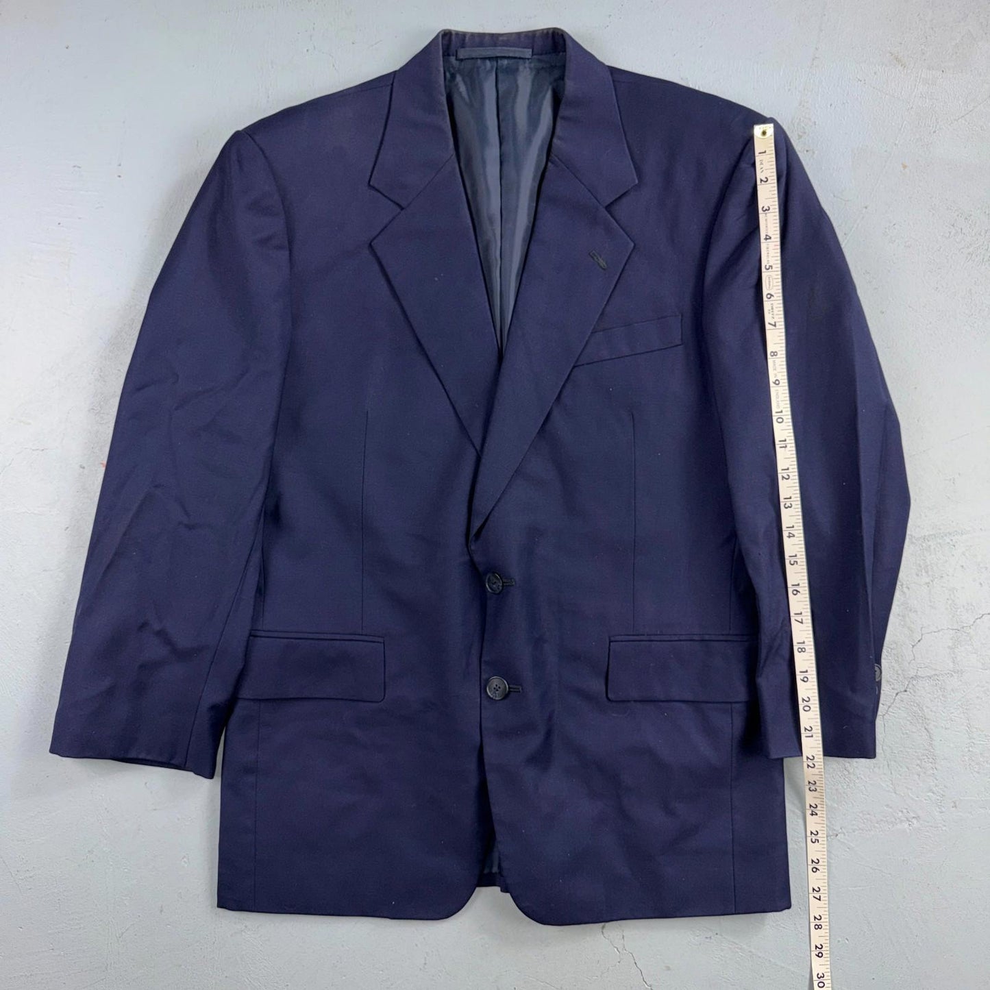 1990s Custom VTG Mens 2 PC Suit 40 Jacket Coat Pants Navy Blue Wool Rockabilly