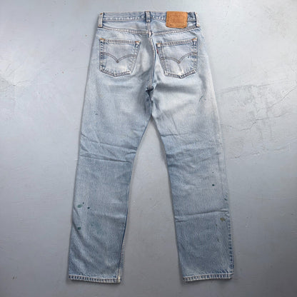 Levis 501 Vintage 90s Y2K XX Straight Leg Jeans Blue Light Wash 31x34 Act 29x29