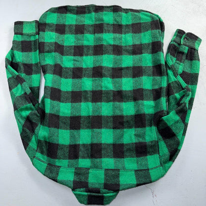 Vintage 1950s Five Brother Green Wool Buffalo Plaid Button Down Shirt Rockabilly