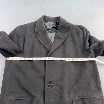 VTG 1950s 1960s Coat Trench Mens Black Wool Cashmere Rockabilly Overcoat