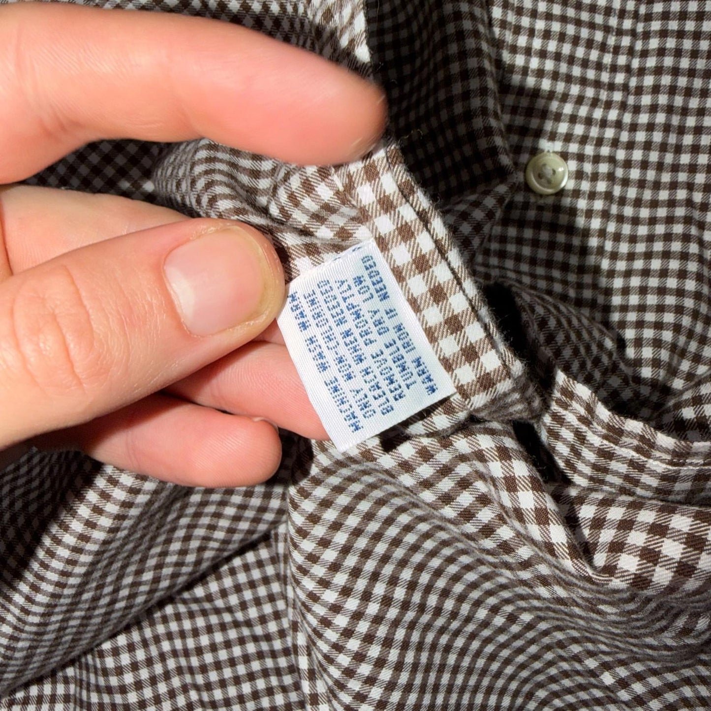 Ralph Lauren Mens Shirt L Brown White Check Classic Buttondown Long Sleeve