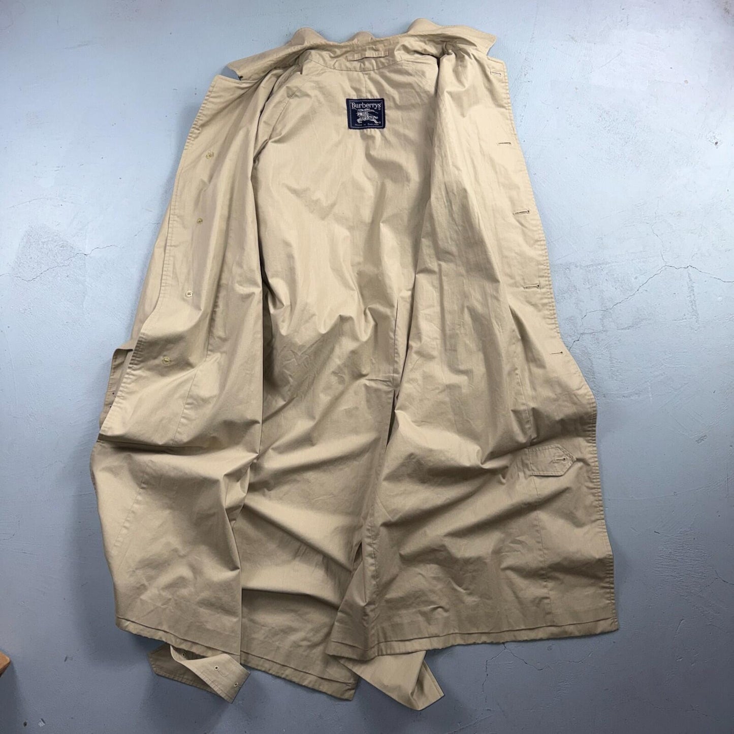 Burberry Trench Coat VTG Mens 46 Beige Check Collar Made in England Classic Belt