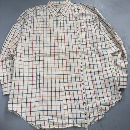 Burberrys London White Check Button Down Shirt 100% Cotton Men's L VTG Designer