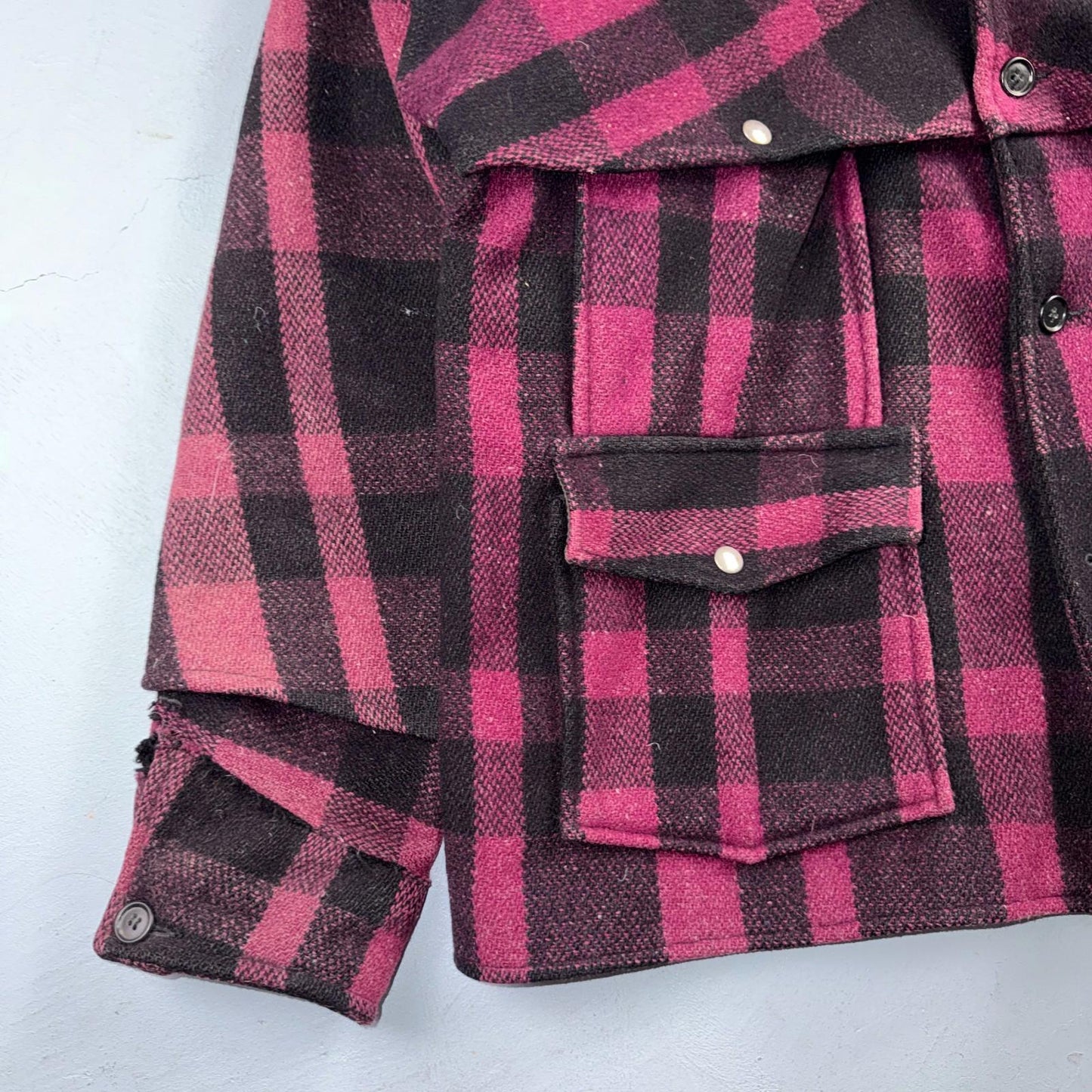 VTG 1950s Black Bear Purple Faded Double Mackinaw Wool Cruiser Jacket Filson 50s