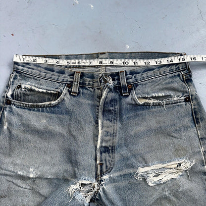 Levis 501 Vintage 80s Redline Selvedge USA XX Jeans Thrashed 33x33 Act 31x30