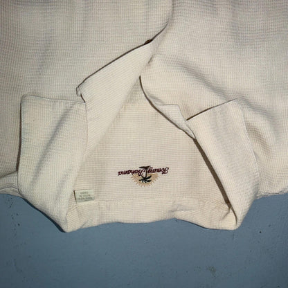 Tommy Bahama VTG Hawaiian Loop Collar Basic Ivory Silk Camp Shirt XL