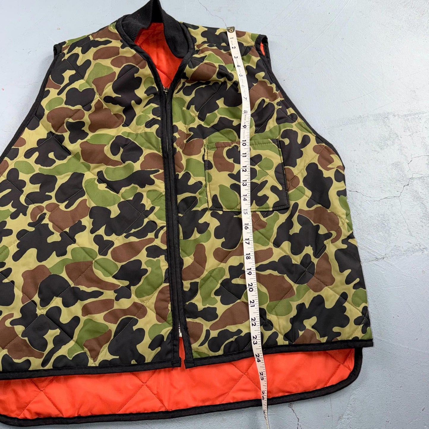 Vintage Reversible Duck Camo Blaze Orange Insulated Hunting Vest Large 80s