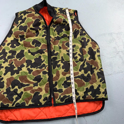 Vintage Reversible Duck Camo Blaze Orange Insulated Hunting Vest Large 80s