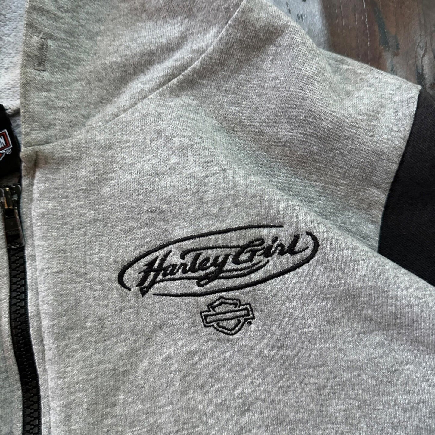Vtg Harley Davidson Size L Women's Zip Up Hoodie USA 90s Eugene Oregon Bike