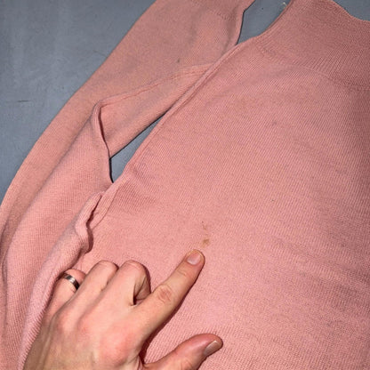 VTG 1940s 1950s Wool Cardigan Sweater Rockabilly Womens Knit Pink Bonnie Brian