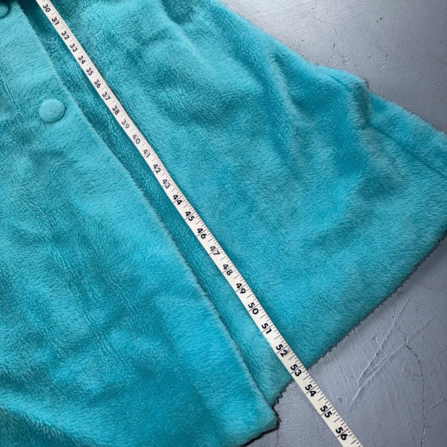 Carol Brent 1950s VTG Blue Fuzzy Rockabilly 50s Robe Bath Button Fancy Cute
