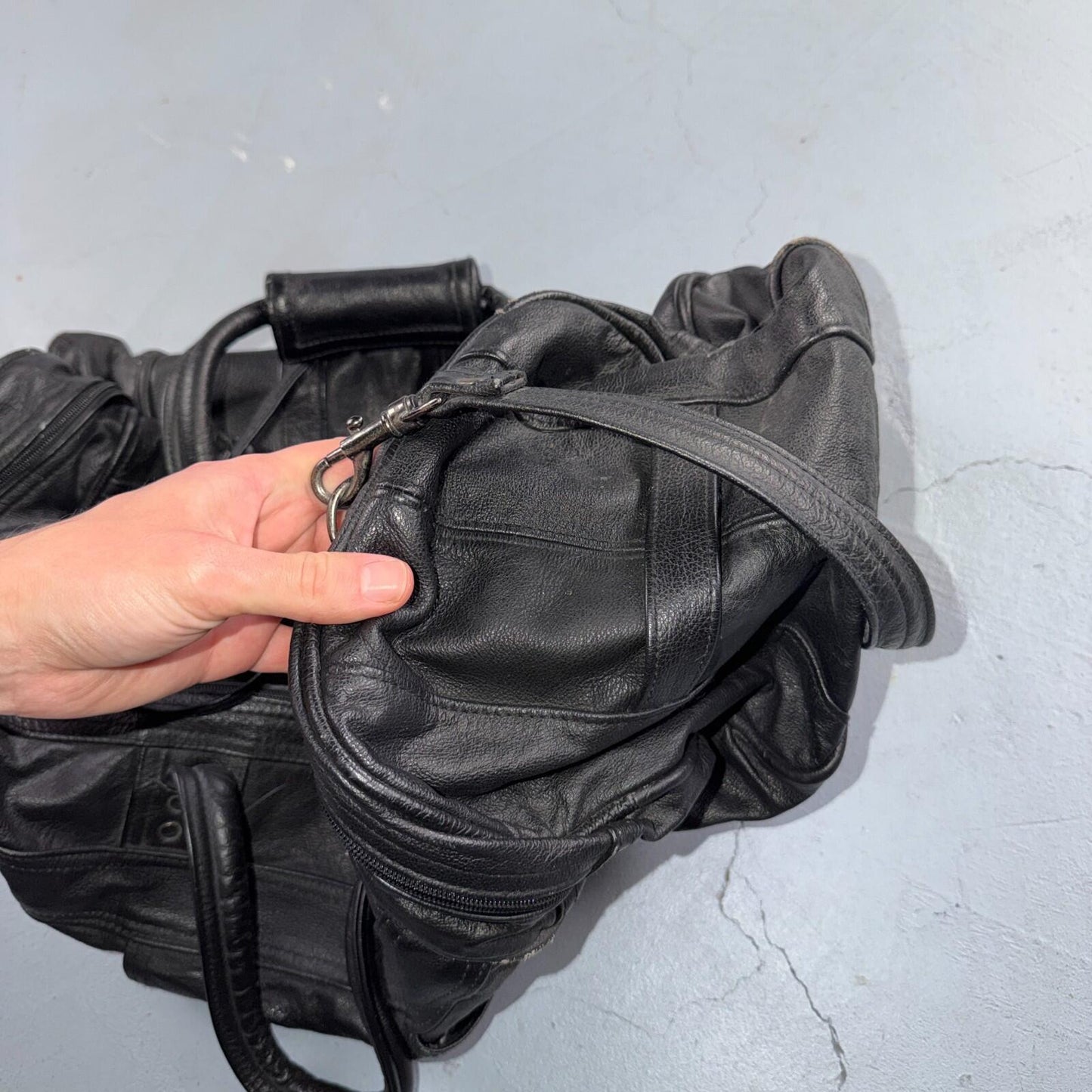 Herman Miller Eames Vintage Soft Black Leather Promotional Duffle Bag Promo 90s