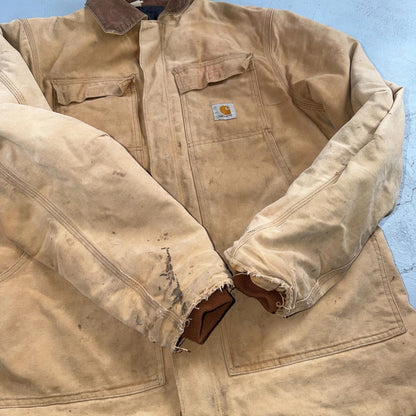 Carhartt Jacket Men's Fits XL Brown Duck Canvas Quilt Blanket Lined VTG Chore