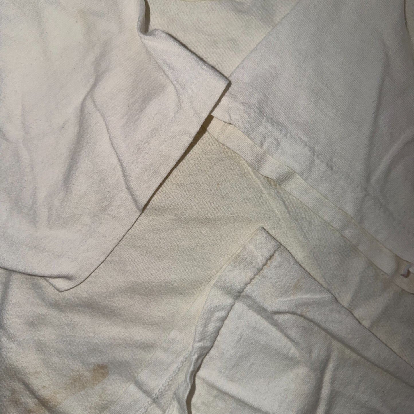 1970s Fruit of The Loom FOTL VTG T Shirt Thrashed Used White Blank Single Stitch