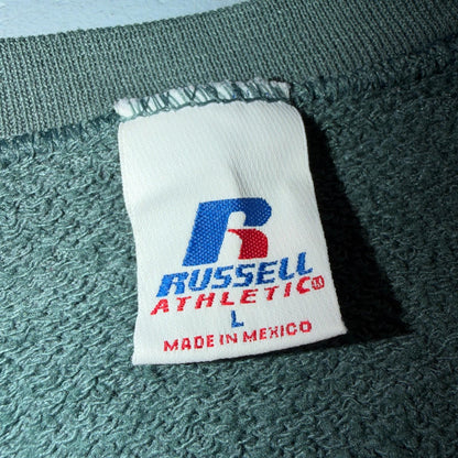 Vintage Russell Athletic Sweatshirt Green Large Y2K Basic Thrashed Worn