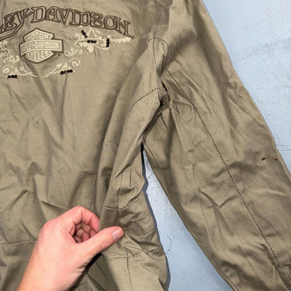 Harley Davidson Lightweight Women’s MotorCycles Jacket Tan Khaki Full Zip Size L