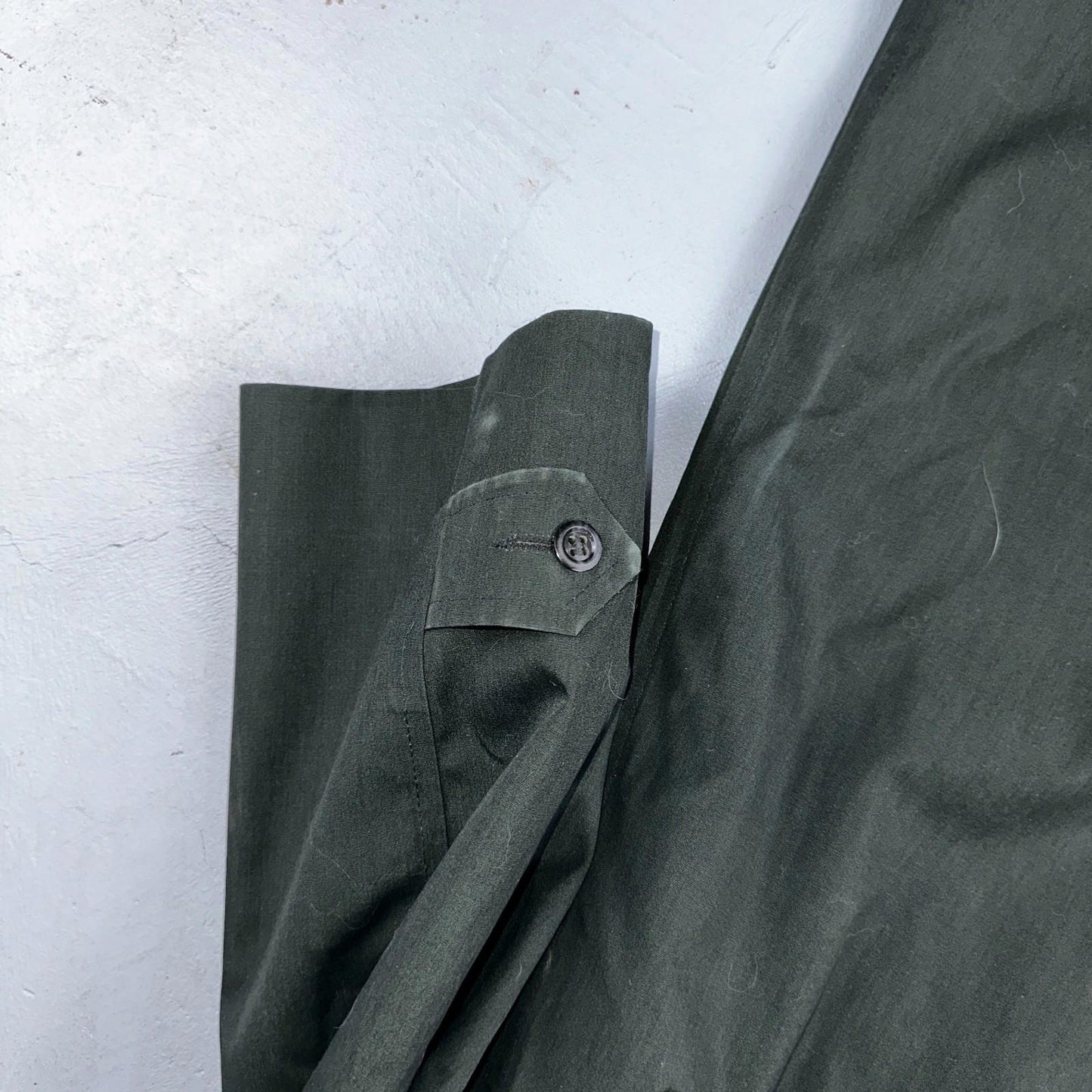 Aqaron Rain Trench Coat Mens 38 Short Green Long Sleeve Button Long Jacket