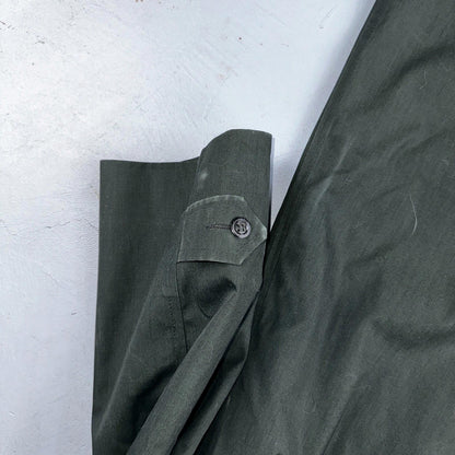 Aqaron Rain Trench Coat Mens 38 Short Green Long Sleeve Button Long Jacket