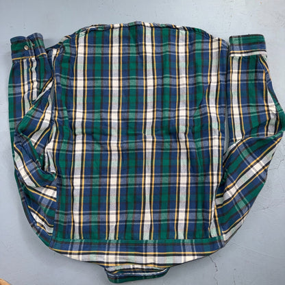 VTG 90s Five Brother Green Blue Plaid Heavy Flannel Work Shirt Grunge Men's L