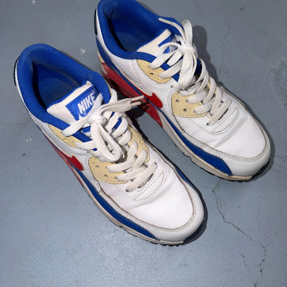 Nike Air Max 90 LTR GS Retro White Blue Red Sneakers Shoes Size 7 Y Big Kids