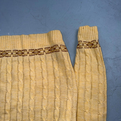 JANTZEN Vintage Sweater Pullover Patterned Cable Knit Cream Size XL Made USA